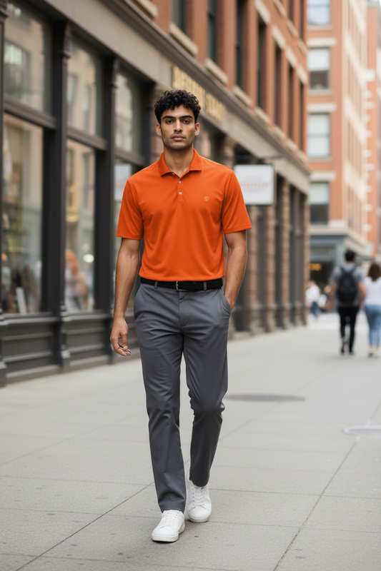 Men's coin logo polo tee orange