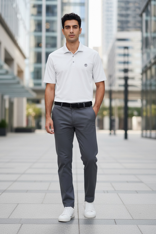 Men's coin logo polo tee white