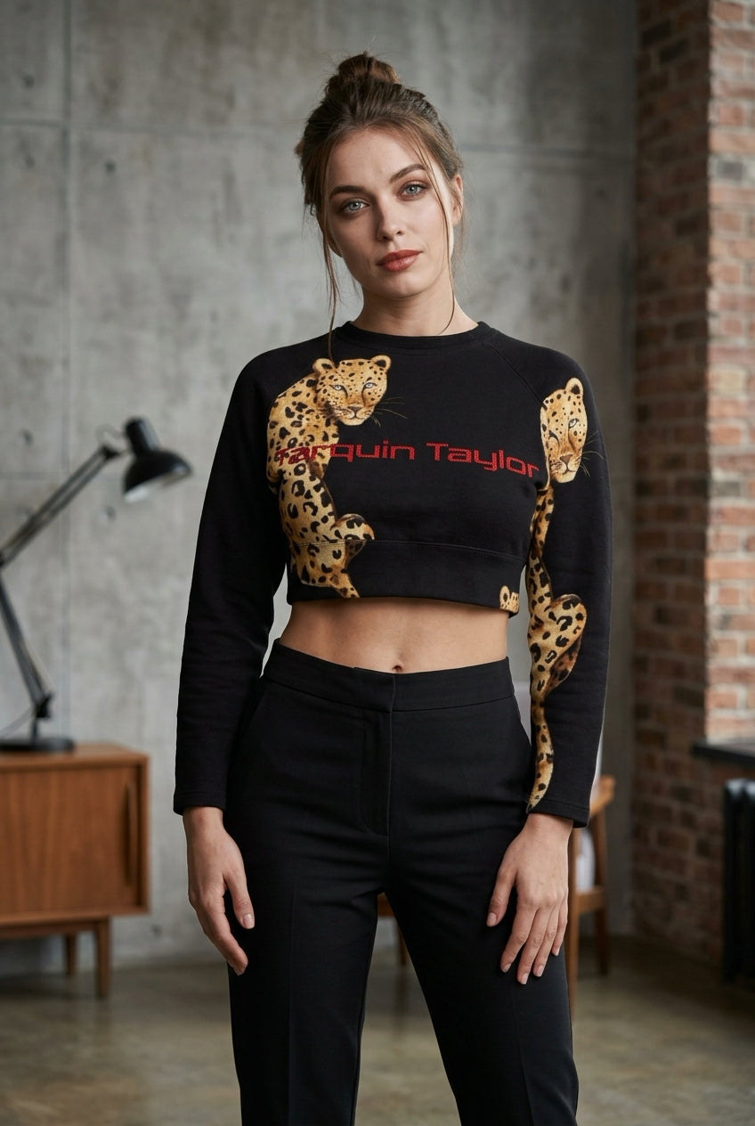 Women's Metropolitan Jungle Jaguar Cropped Sweater
