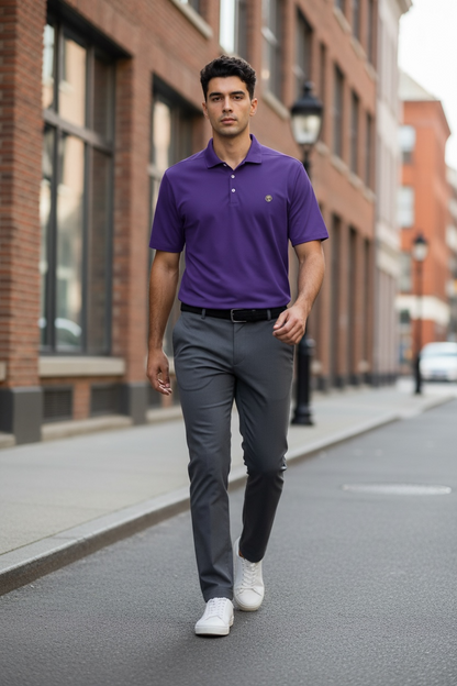 Men's coin logo polo tee purple