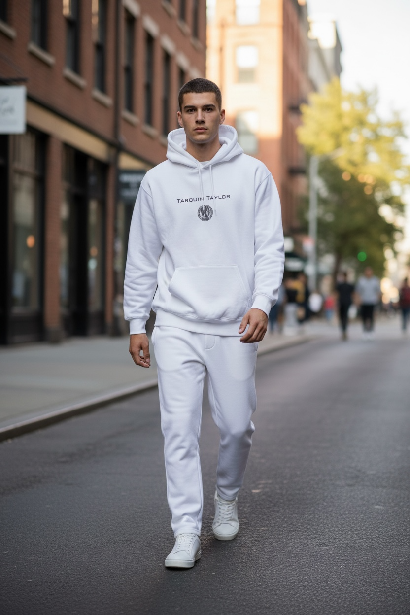 Men’s Coin Logo Hooded Sweatshirt White