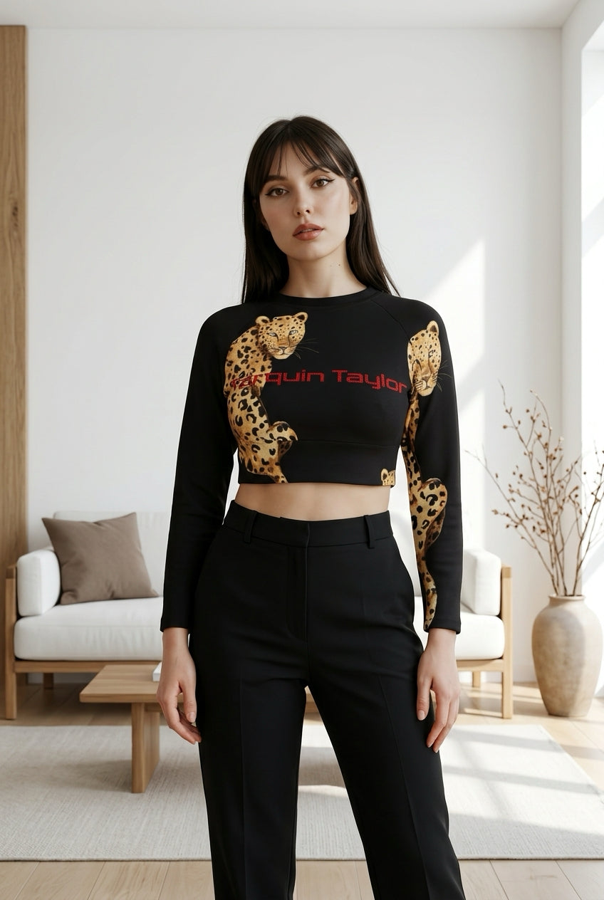 Women's Metropolitan Jungle Jaguar Cropped Sweater