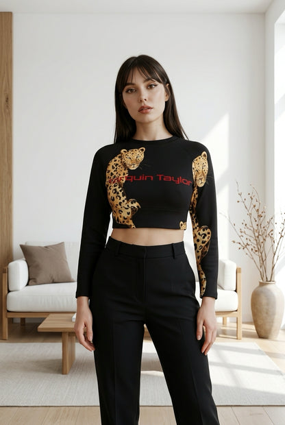 Women's Metropolitan Jungle Jaguar Cropped Sweater