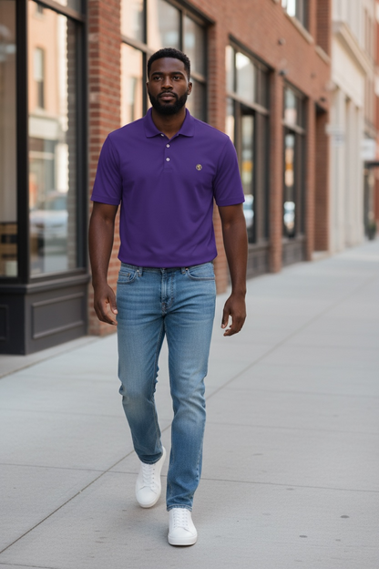 Men's coin logo polo tee purple