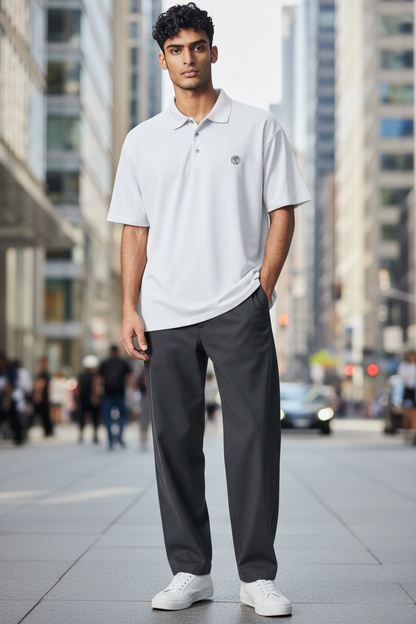 Men's coin logo polo tee white