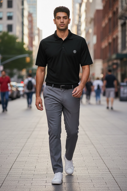 Men's coin logo polo tee black