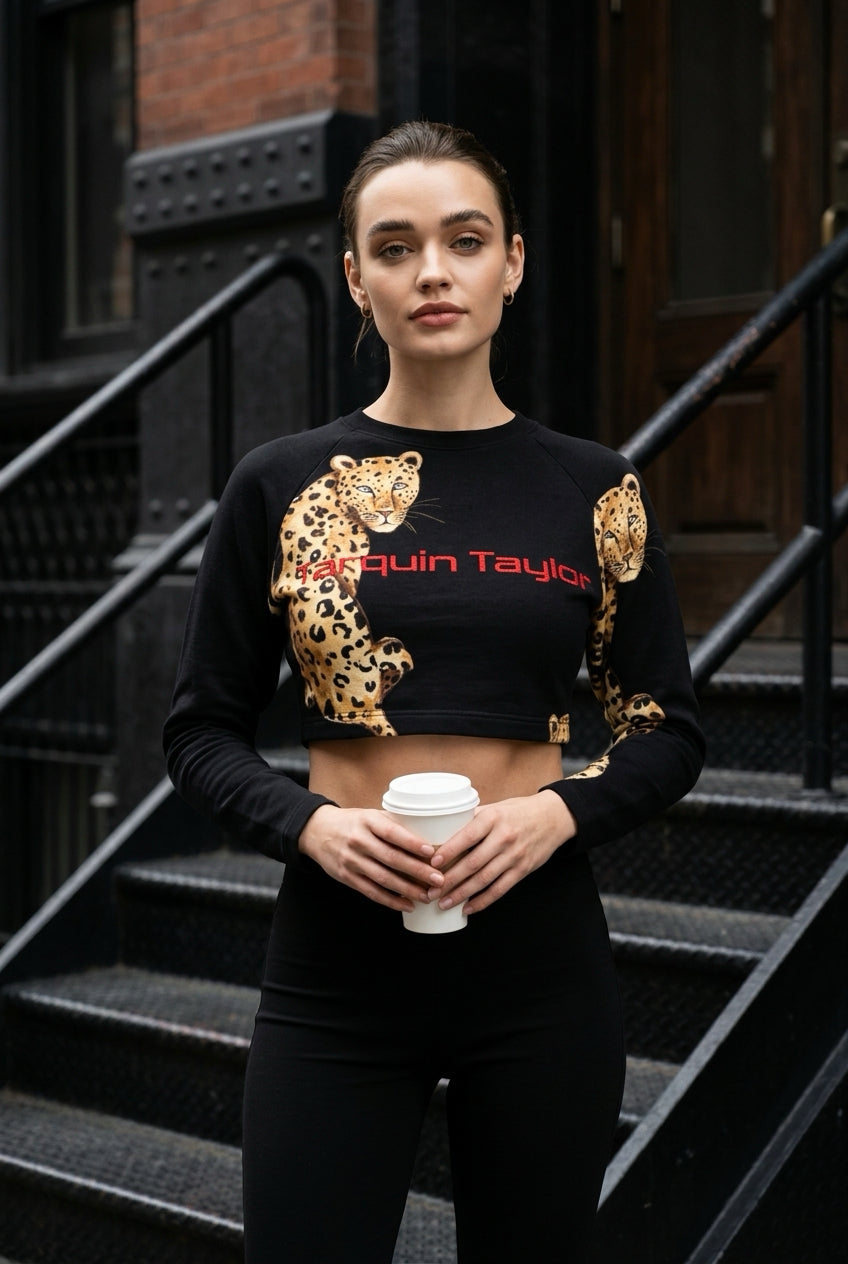 Women's Metropolitan Jungle Jaguar Cropped Sweater