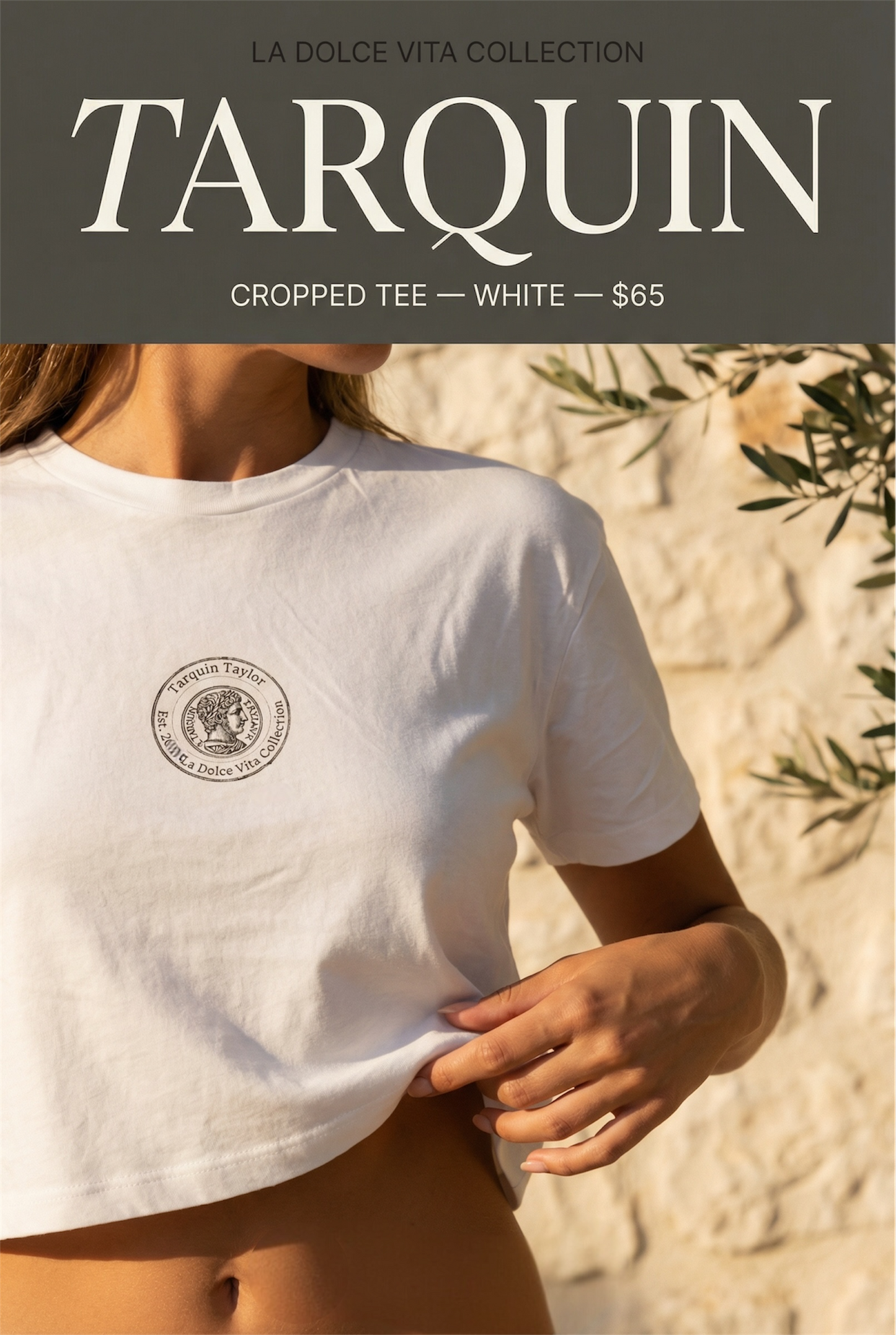 Women’s La dolce vita collection cropped tee white